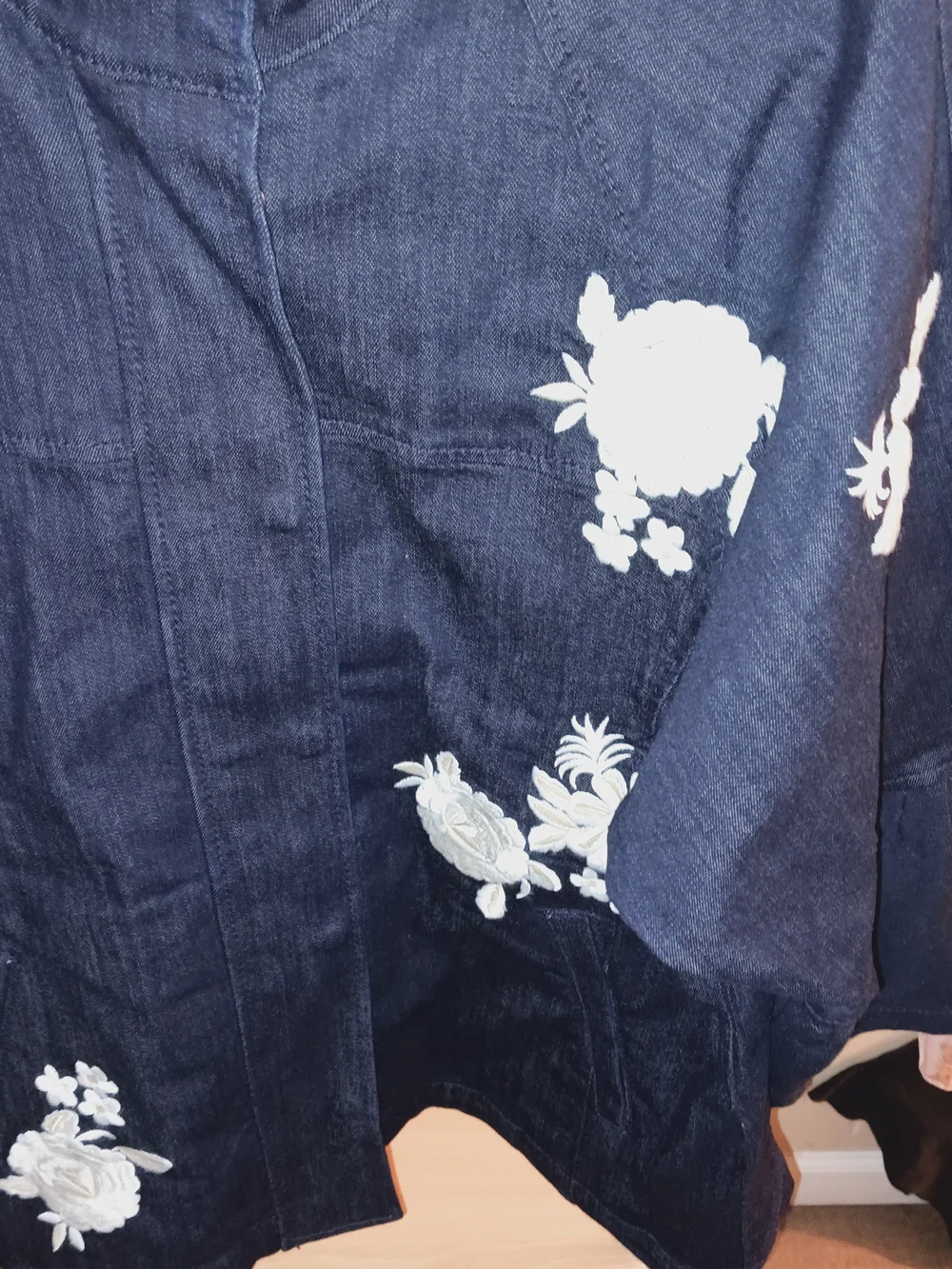 Banana Republic Denim And Embroidery Flower Jacket Sz Large